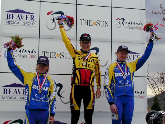 Judith Arndt, Andrea Hannos, and Geevieve Jeanson came in 1st, 2nd, and 3rd on the Women's Winner Podium